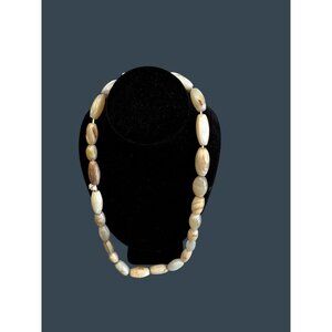 Vintage White Agate Chalcedony Heavy Barrel Bead Necklace 25" 5.5oz No Clasp